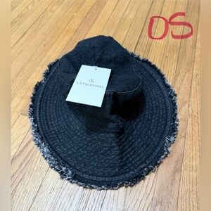 La Valentina Black Frayed Edge Hat